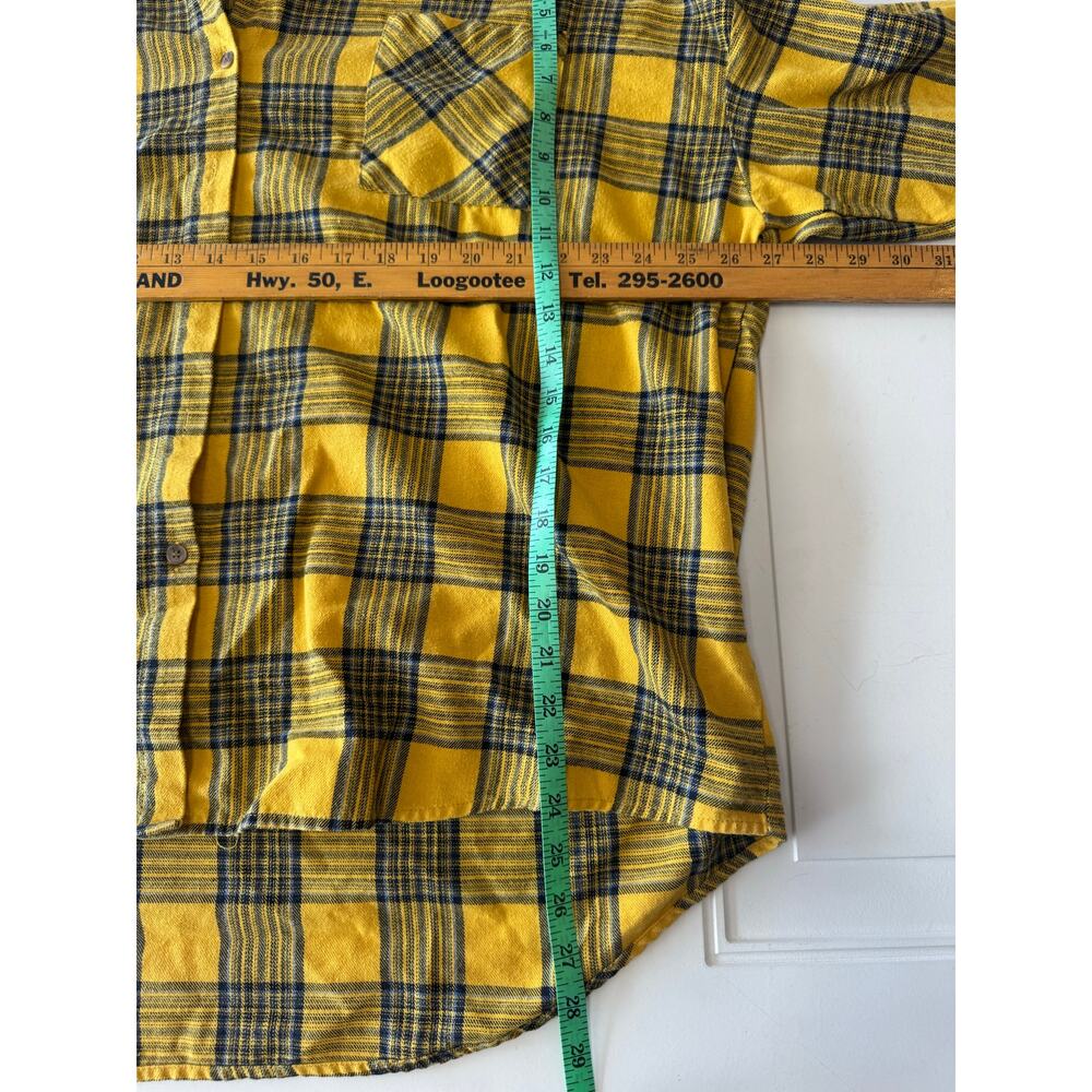 Anthropologie Paper Crane Womens OS Oversized Shirt Yellow Plaid Top Long Sleeve - Picture 6 of 6